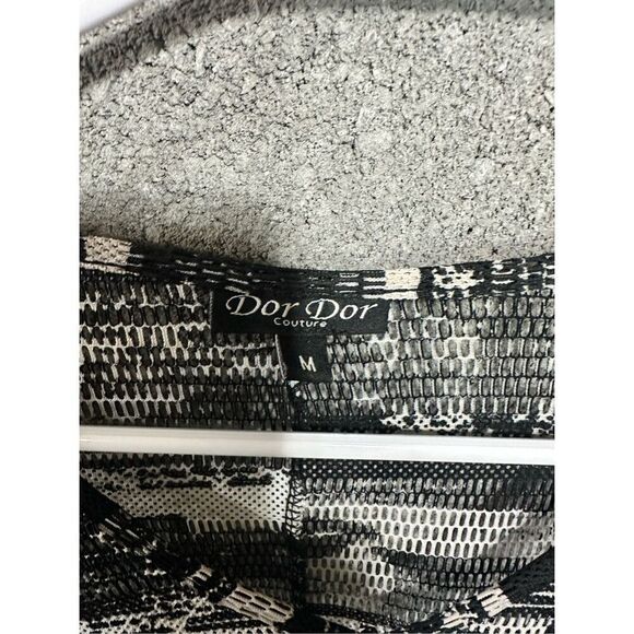 Dor Dor Couture ABSTRACT Bell Sleeve Mesh Sheer Medium Tunic Top - Picture 2 of 5